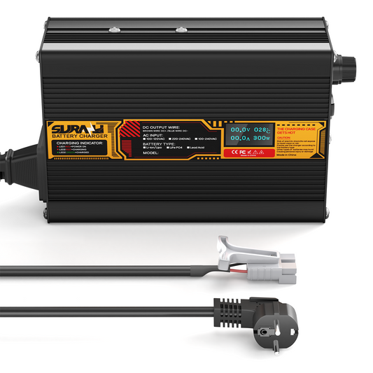 Suraziki Lithium-Akkuladegerät 29,4 V 6 A für 25,9 V/24 V Lithium-Ionen-Polymer-Akkus, LED-Anzeige, vollständiger Schutz, Gehäuse aus Aluminiumlegierung