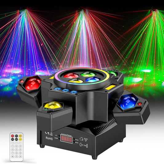 120-W-Bühnenlicht 4-in-1 RGBW Moving Head Licht mit Lasereffekten, Scheinwerfer, Partylicht mit Fernbedienung für Disco, DJ-Bar, Geburtstagsfeier