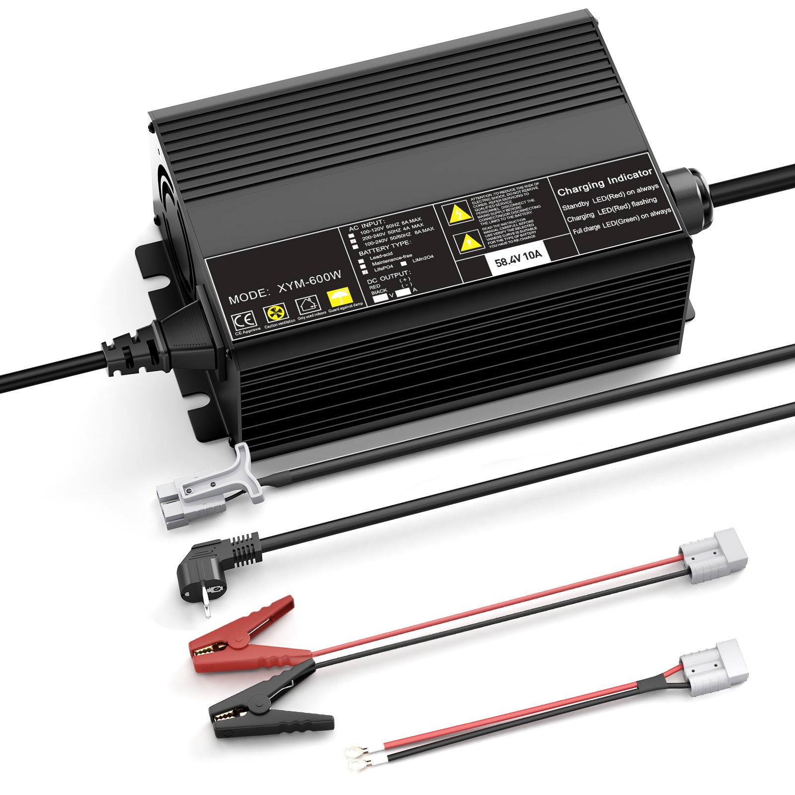58,4 V 10 A Ladegerät für 51,2 V (48 V) 16S LiFePO4 Batterie 0V Aktivierung, automatische Abschaltung