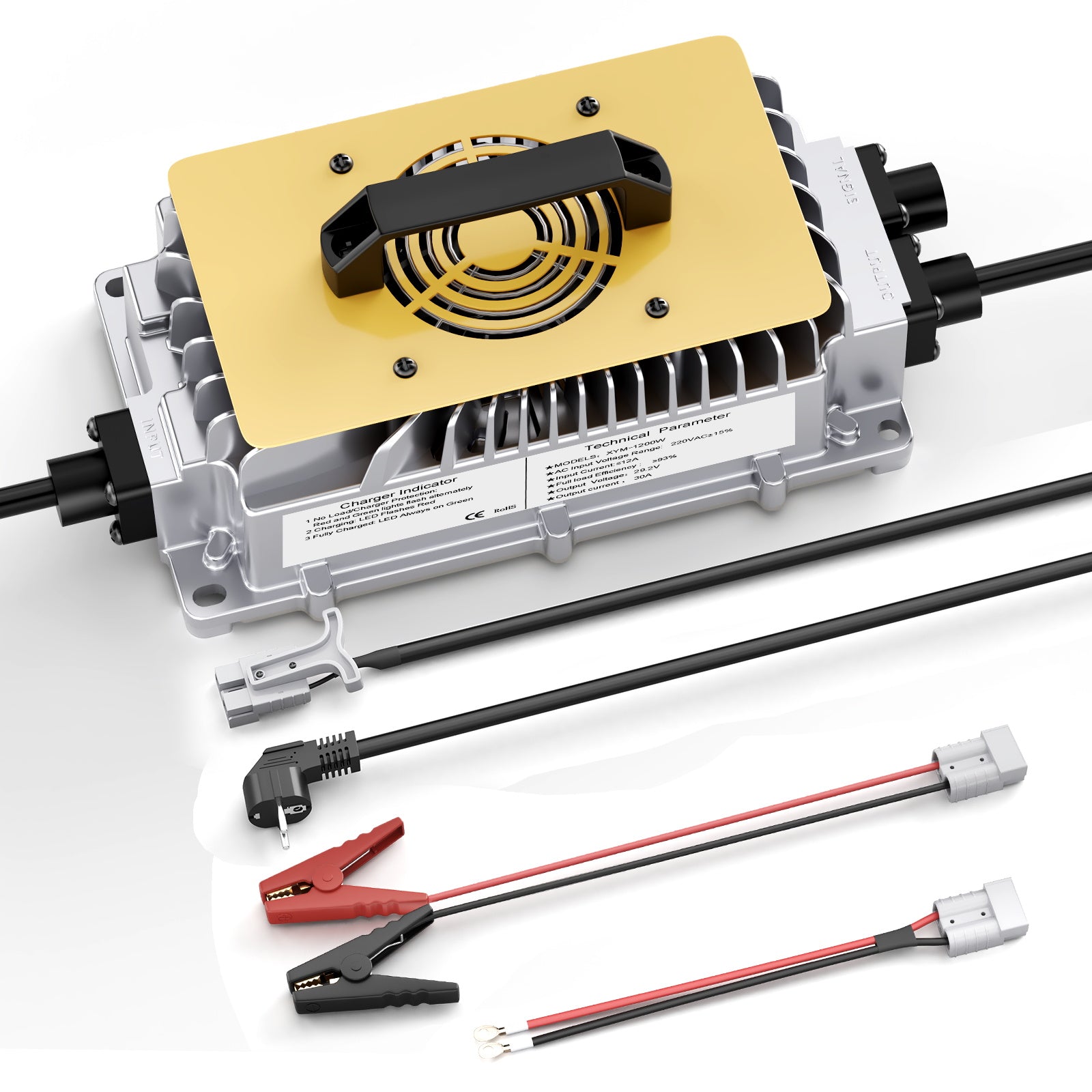 29,2 V 30 A LiFePO4-Batterieladegerät für 25,6 V (24 V) Batterien, 0 V BMS-Aktivierung, wasserdichtes Ladegerät für Golfwagen, Boote und Wohnmobile, mit vollem Schutz