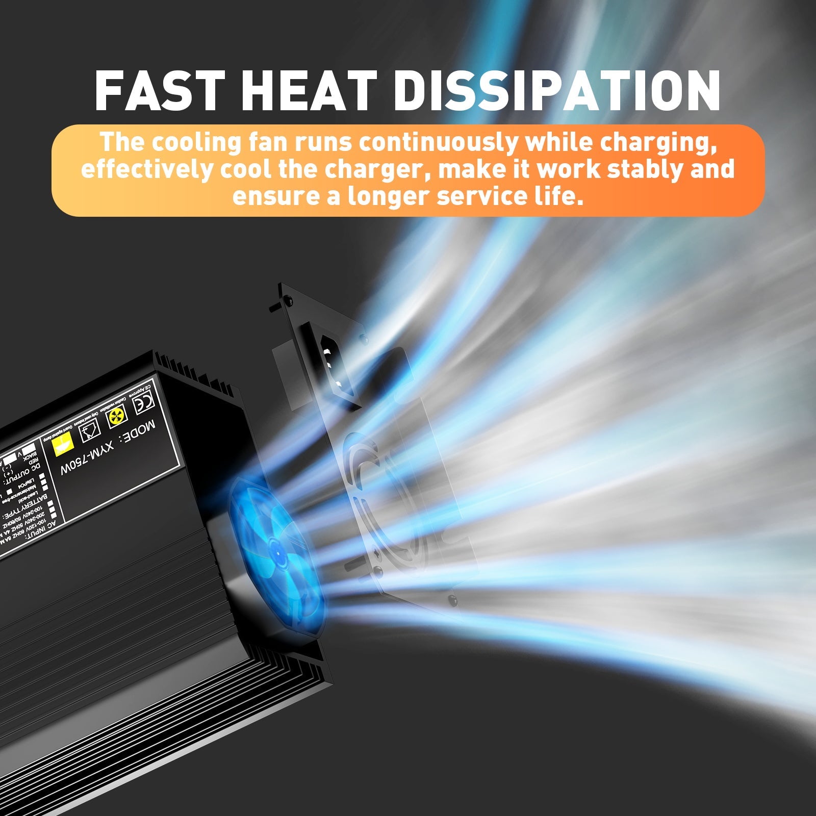 12V 30A LiFePO4-Batterieladegerät, Ladespannung 14,6V, 0V BMS aktivieren, automatische Abschaltung, mit Anderson 50A Schnellladeanschluss